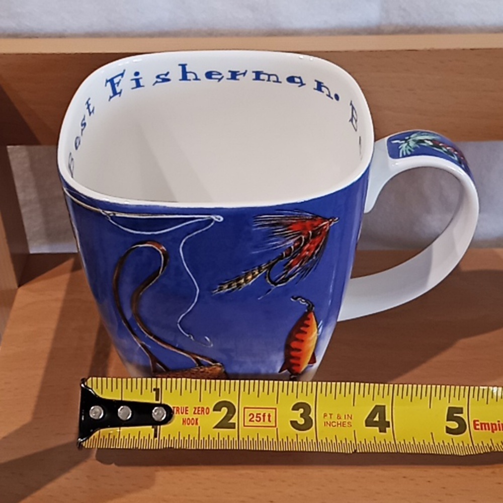 Crown Trent Fine Bone China Square Mug. "Best Fisherman". Flawless Condition. - Picture 13 of 14